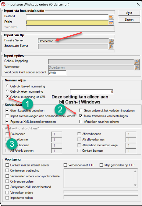 Bake-it settings panel for OrderLemon integration