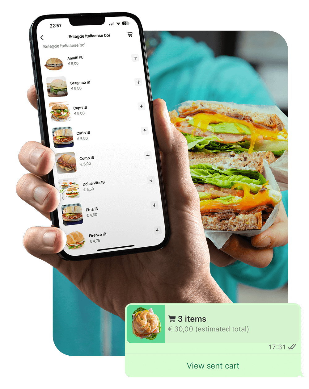 Sell ​​and collect sandwiches and lunch via WhatsApp